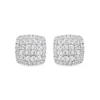 14k Gold Diamond Square Earrings 9.5mm 1.00CTW