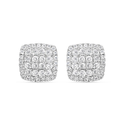 14k Gold Diamond Square Earrings 9.5mm 1.00CTW