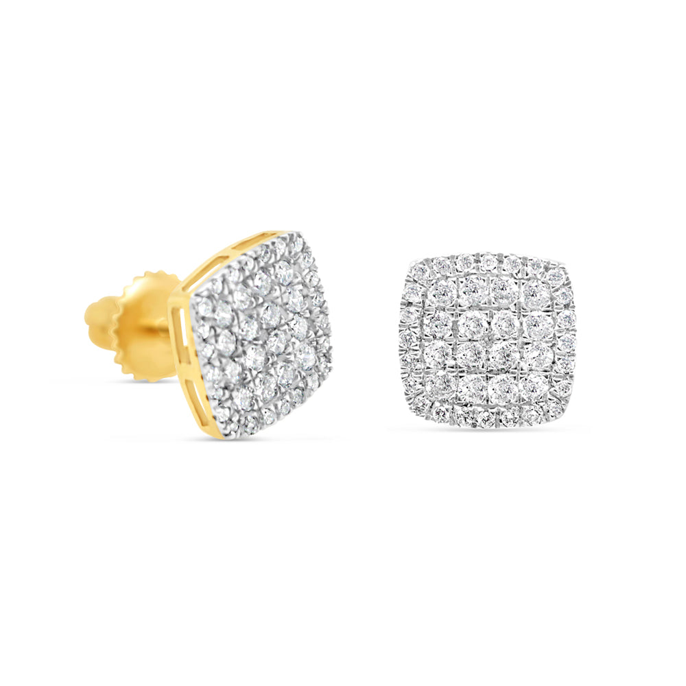 14k Gold Diamond Square Earrings 9.5mm 1.00CTW