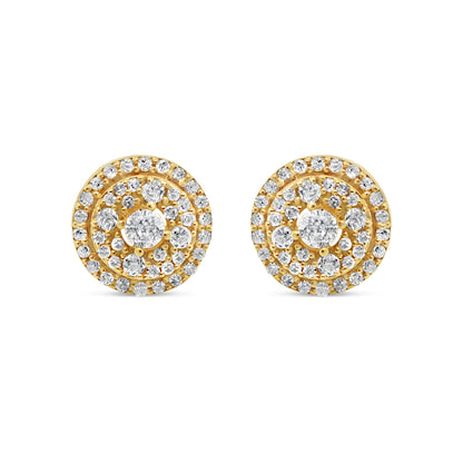 14k Gold Diamond Round Earrings 8mm .95CTW