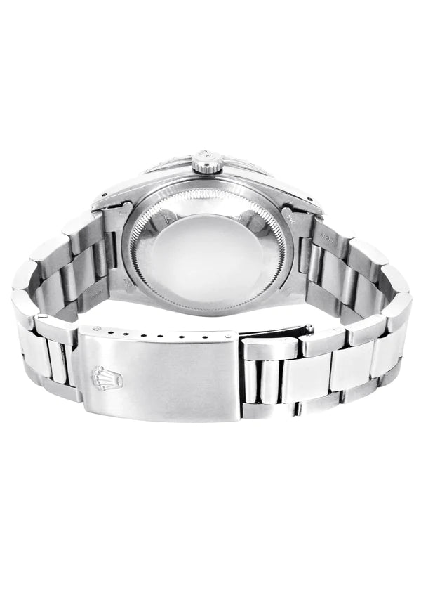 Diamond Rolex Datejust Watch 16200 | 36MM | Full Diamond Color Roman Dial | Stainless Steel | Oyster Band