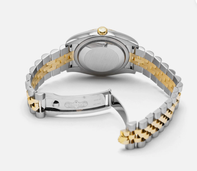 Rolex Datejust 36 Steel White Roman Dial Fluted 18K Gold Two Tone Jubilee Watch 116233