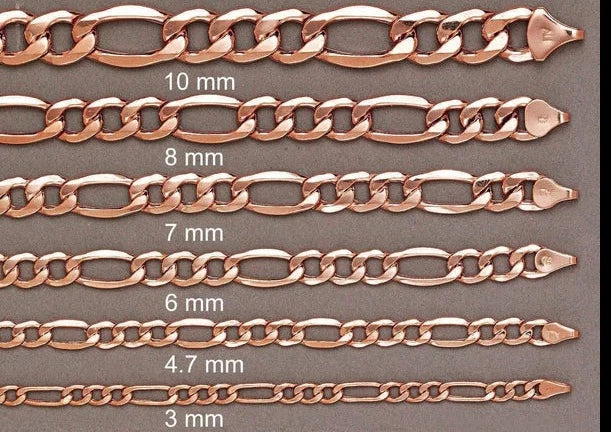 Womens Solid Figaro Chain 14K - Rose Gold