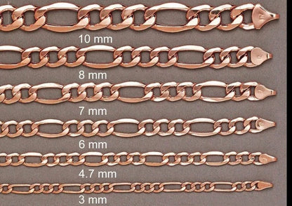 Womens Solid Figaro Chain 14K - Rose Gold