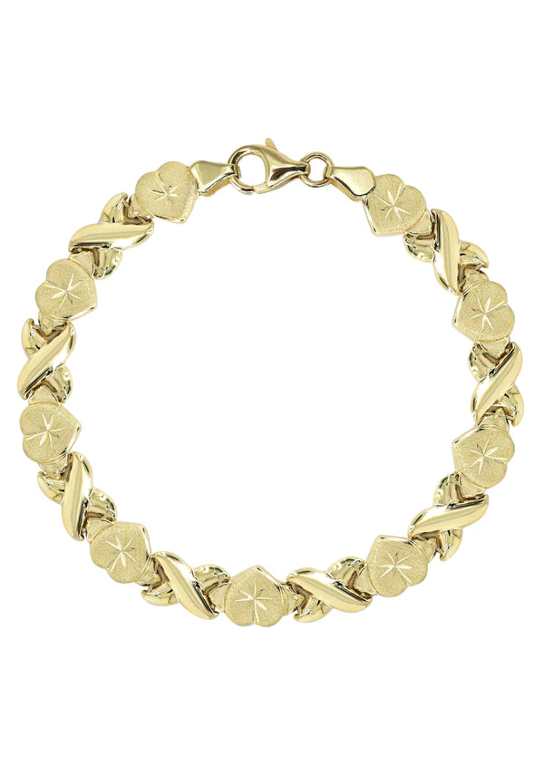 YELLOW GOLD "XO HEART" NECKLACE & BRACELET SET FOR WOMEN | APPX 16.9 GRAMS