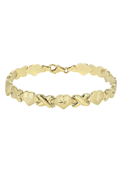 YELLOW GOLD "XO HEART" NECKLACE & BRACELET SET FOR WOMEN | APPX 16.9 GRAMS