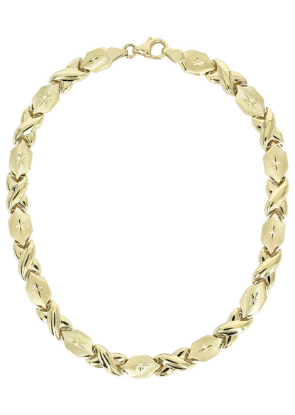 YELLOW GOLD "XO" NECKLACE & BRACELET SET FOR WOMEN 10K/14K APPX 17.1 GRAMS