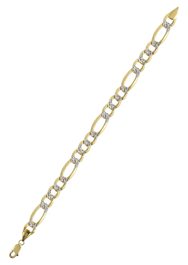 Diamond Cut Hollow Figaro Bracelet  10K/14K - Yellow Gold