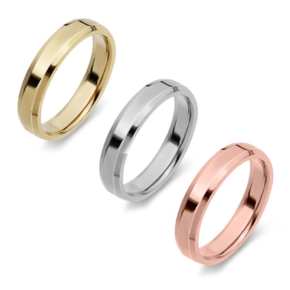 Beveled Edge Comfort Fit Wedding Band Gold - Solid