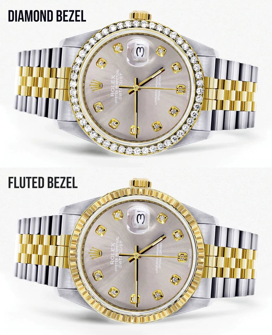 Rolex Datejust Watch 16013 for Men | 36MM | Diamond Grey Dial  | Jubilee Band