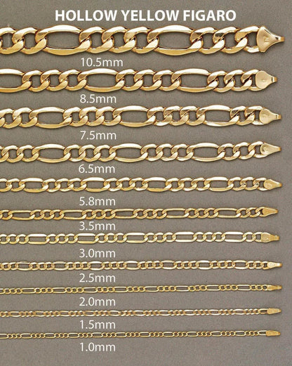 Womens Solid Figaro Chain 10K/14K - Yellow Gold