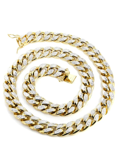 hollow yellow pave cuban chain