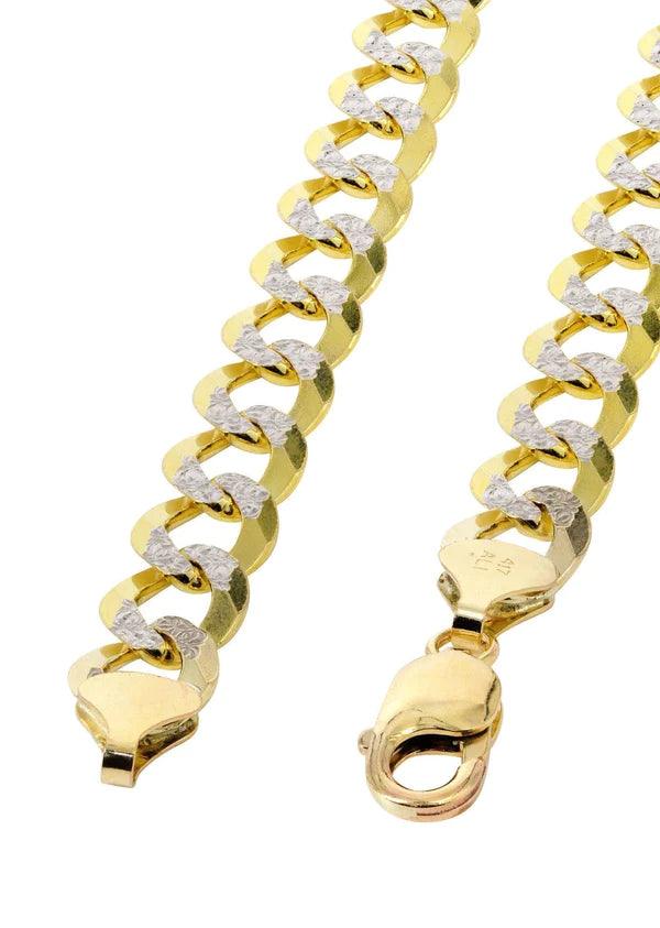 yellow hollow white pave uban chain