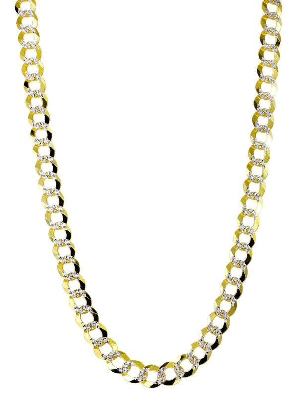 yellow hollow white pave cuban chain