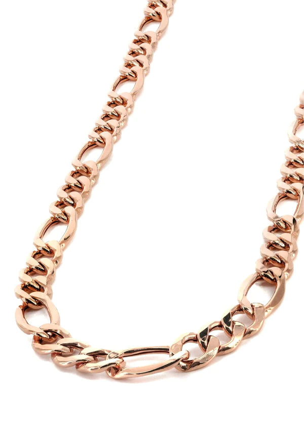 Womens Solid Figaro Chain 14K - Rose Gold