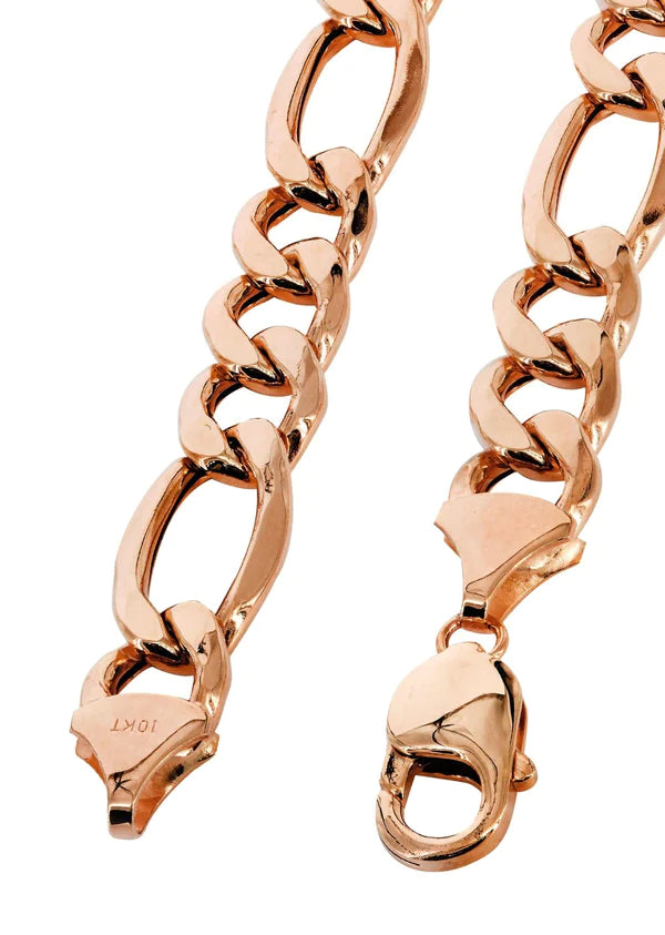 Womens Solid Figaro Chain 14K - Rose Gold