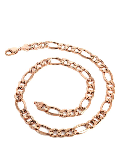 Womens Solid Figaro Chain 14K - Rose Gold