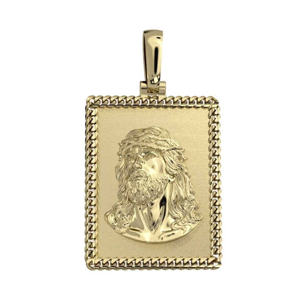 Jesus Face Gold Medal Pendant | Yellow Gold 10K/14K | 1.5 inches