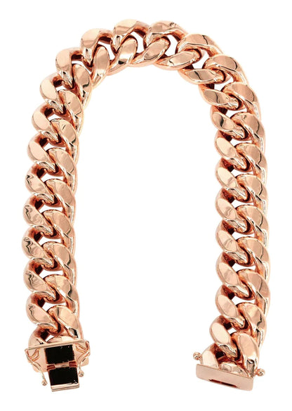 Hollow Miami Cuban Link Bracelet 10K/14K - Rose Gold