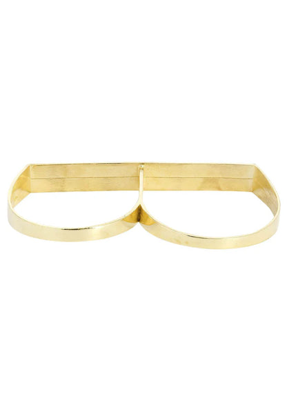 Mens Two Finger Ring | 10K Solid Yellow Gold | Engraving Available