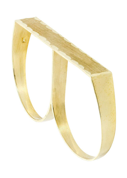 Mens Two Finger Ring | 10K Solid Yellow Gold | Engraving Available