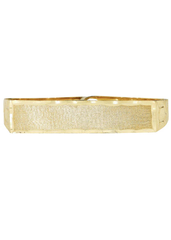 Mens Two Finger Ring | 10K Solid Yellow Gold | Engraving Available | Style #2