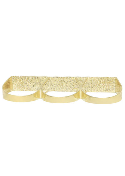 Mens Three Finger Ring | 10K Solid Yellow Gold | Engraving Available | Style#3