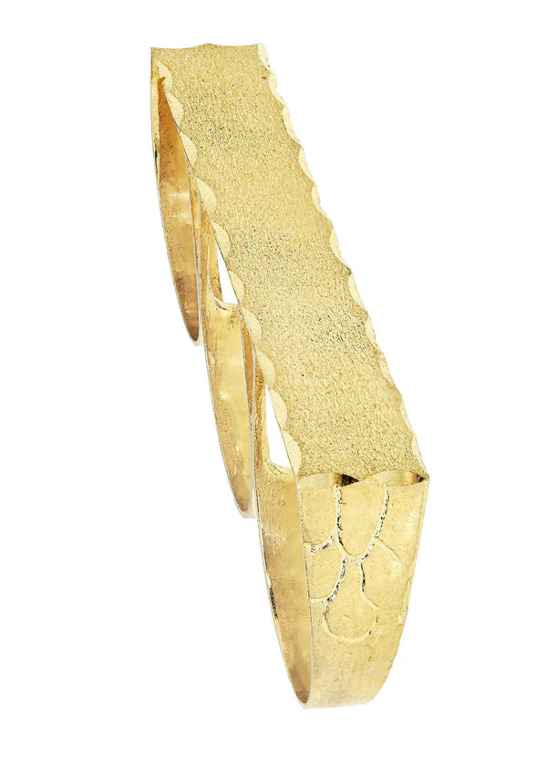Mens Three Finger Ring | 10K Solid Yellow Gold | Engraving Available | Style#3
