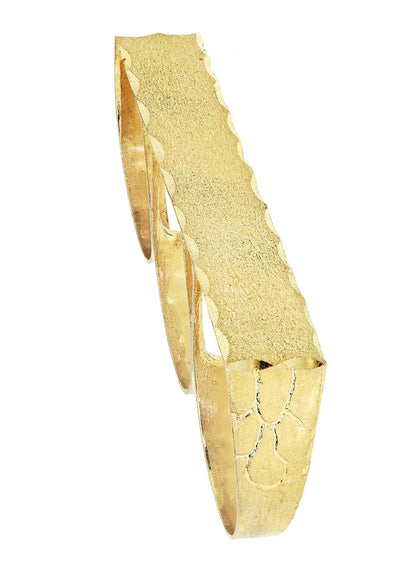 Mens Three Finger Ring | 10K Solid Yellow Gold | Engraving Available | Style#3