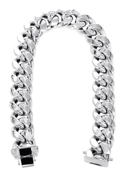 Hollow Miami Cuban Link Bracelet 10K/14K - White Gold