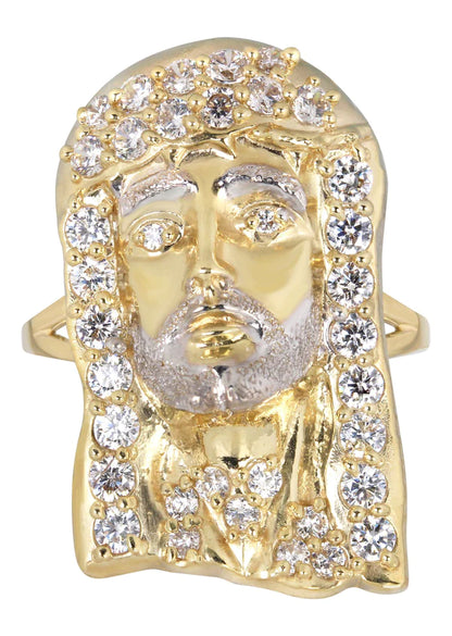 Mens Jesus Pinky Ring | 10K Solid Yellow Gold | Style #2