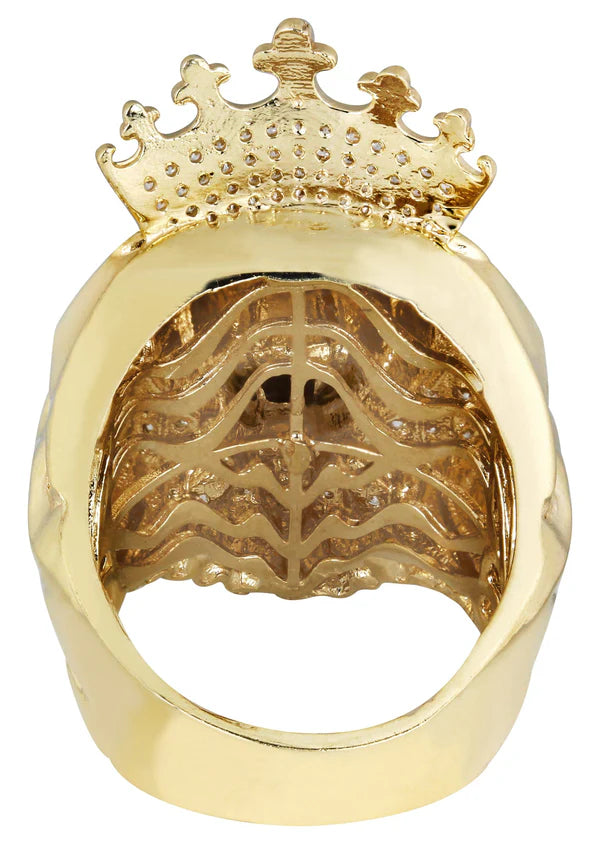 Mens Lions Head Pinky Ring | 10K Solid Yellow Gold