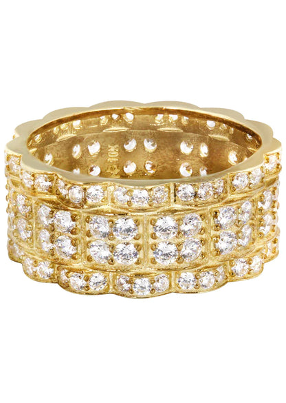 Mens Eternity Wedding Band Pinky Ring | 10K Solid Yellow Gold | Style #3