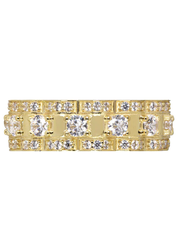 Mens Eternity Wedding BandPinky Ring | 10K Solid Yellow Gold | Style #1