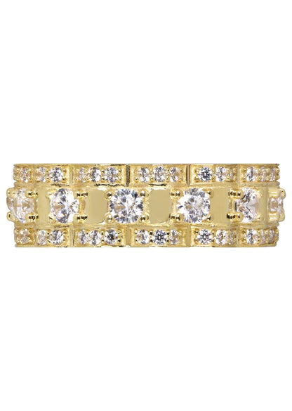 Mens Eternity Wedding BandPinky Ring | 10K Solid Yellow Gold | Style #1