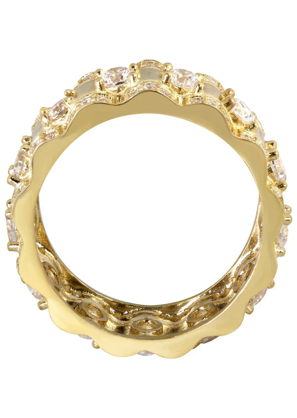 Mens Eternity Wedding Band Pinky Ring | 10K Solid Yellow Gold | Style #2