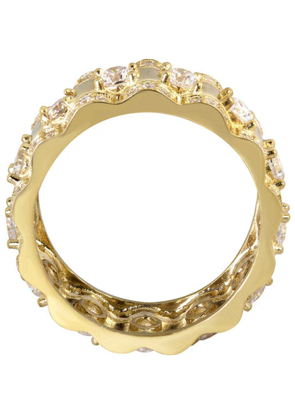 Mens Eternity Wedding BandPinky Ring | 10K Solid Yellow Gold | Style #1