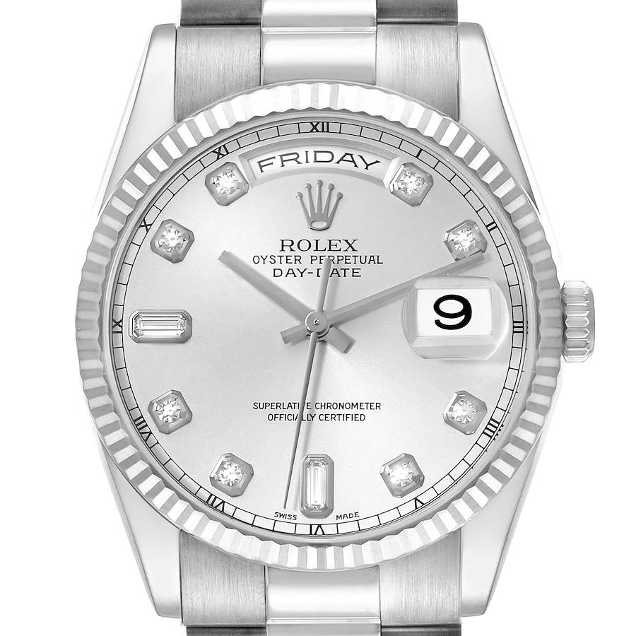 Rolex President Day-Date White Gold Diamond Dial Mens Watch 118239 Full Set