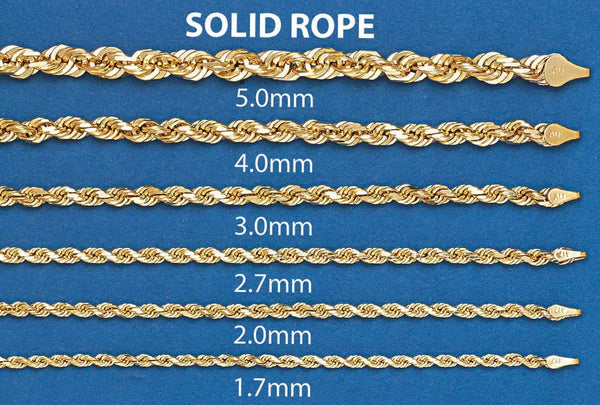 Solid Gold Rope Chain 10K/14K - Yellow Gold