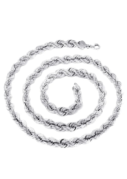 Solid Gold Rope Chain 10K/14K - White Gold