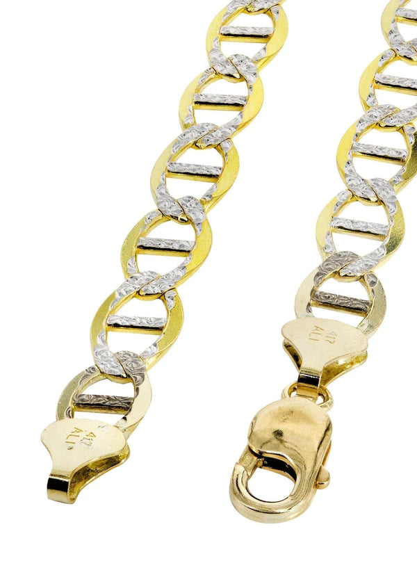 solid white pave mariner chain