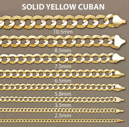 Solid Cuban Gold Curb Link 10K/14K - Yellow Gold