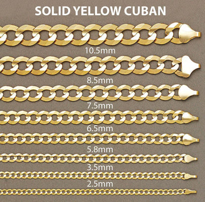 Solid Cuban Curb Link Bracelet 10K/14K - Yellow Gold