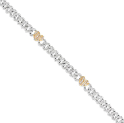 Diamond Cuban Chain with Heart Motif | 10K GOLD 4.21CTW | 4MM | 4 Color Options Available | Two Tone Available