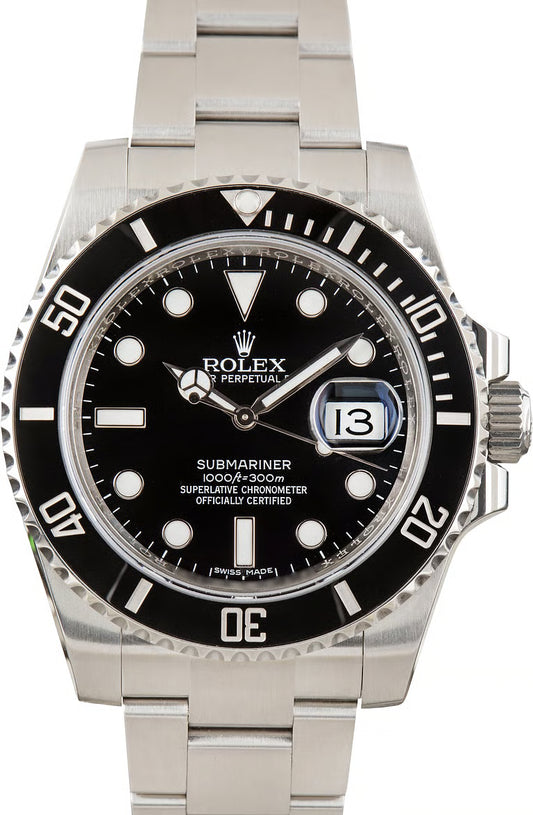 Rolex Submariner 116610ln Watch for Mens | 40MM | Black Dial | Steel B & P